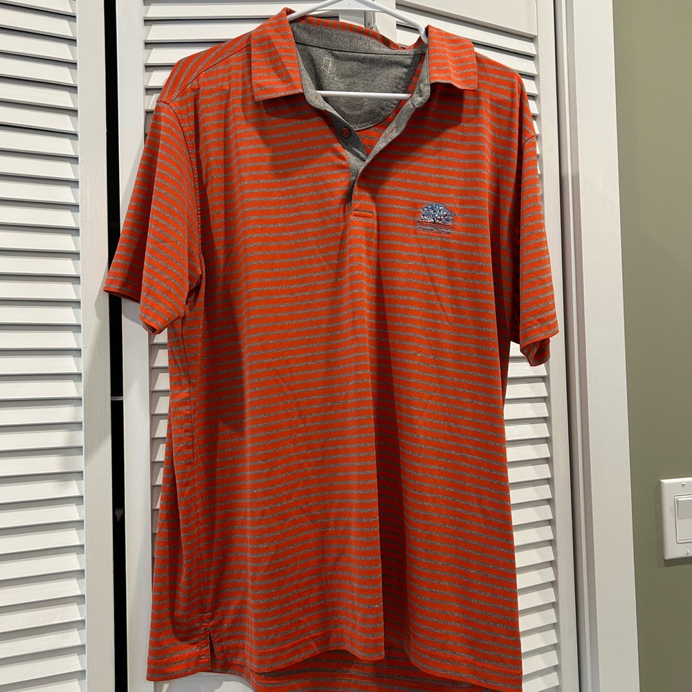 Bobby Jones Orange and Gray Striped Polo Shirt